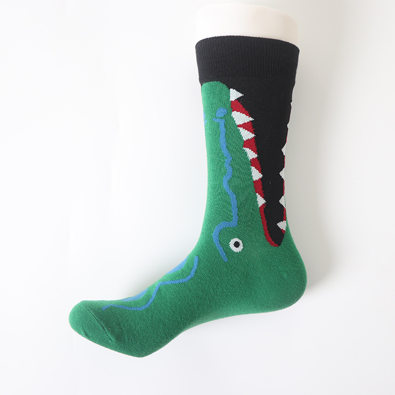 Stockings Street Tide Male Crocodile Shark Ins Socks Female Personality Skateboard Hip-hop Socks College Wind